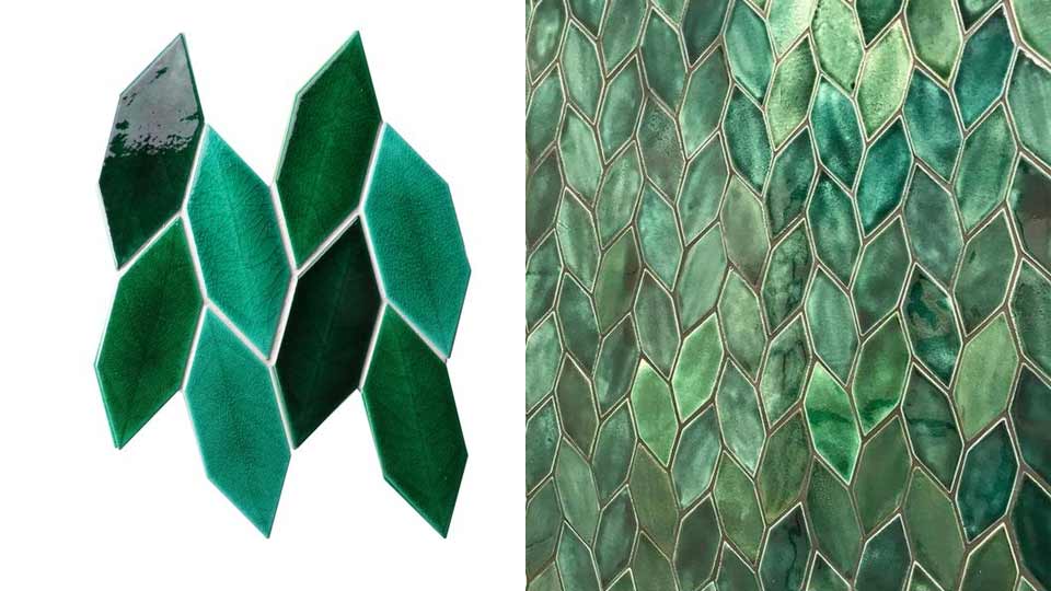 Mẫu gạch mosaic hình chiếc lá 