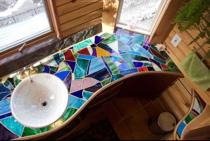 Mặt bàn lavabo mosaic cho phòng tắm