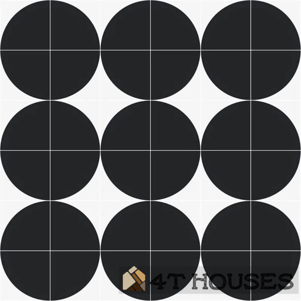 Gạch bông trang trí gb003dt - 1/4 hình tròn đen trắng