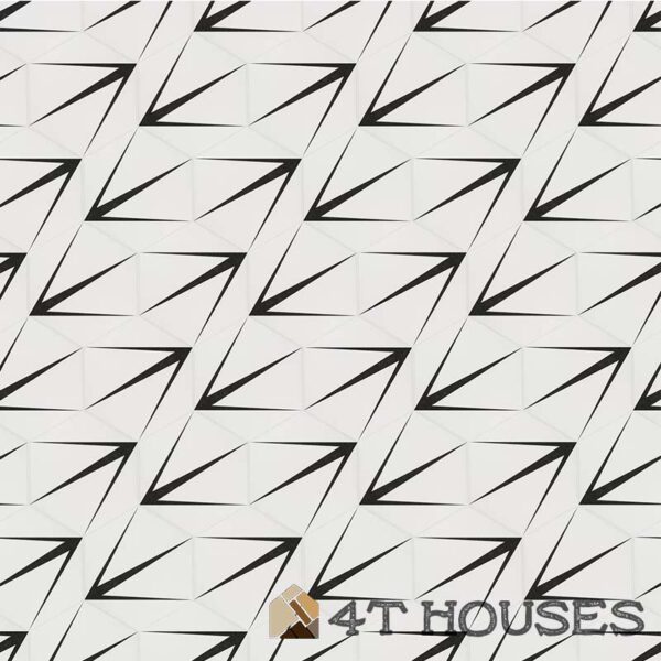 Gạch bông lục giác gb601td trắng đen 4t Houses