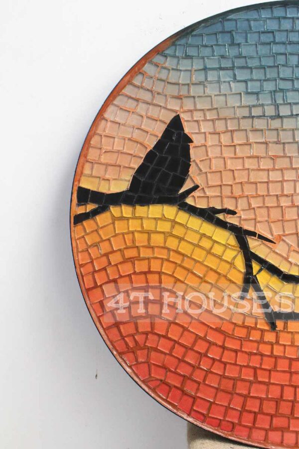 Bàn trà mosaic kính đôi chim và hoàng hôn MT0017