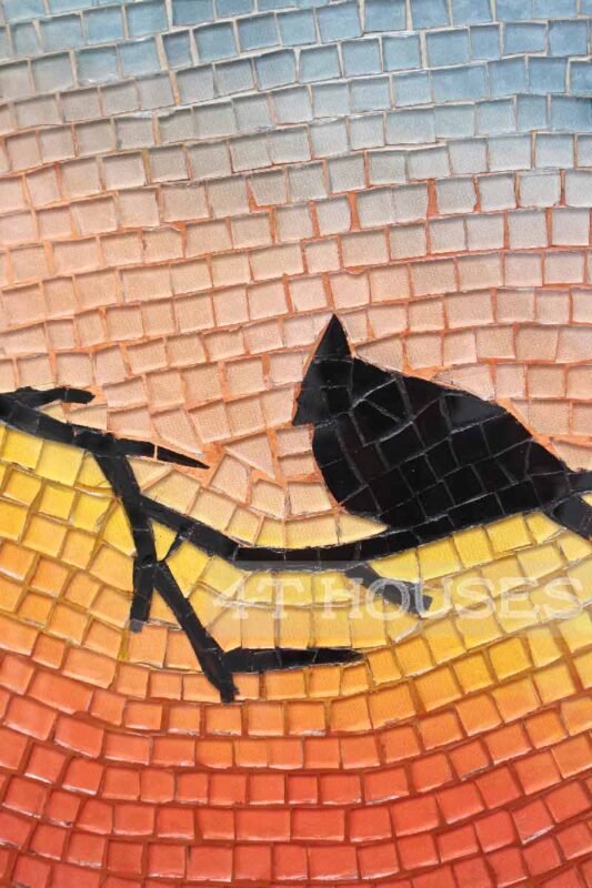 Bàn trà mosaic kính đôi chim và hoàng hôn MT0017 4T Houses
