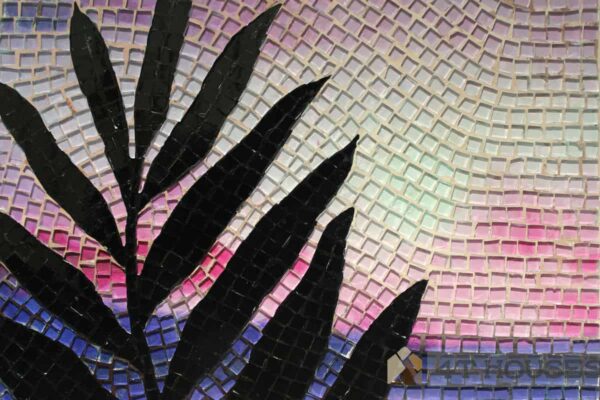 Bàn vuông kính mosaic MT0036C