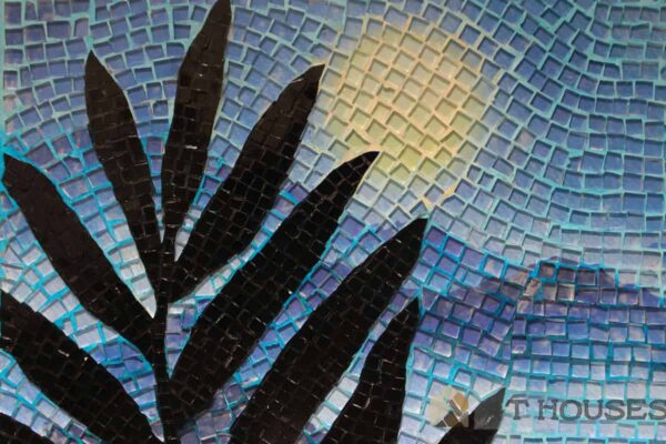 Bàn vuông kính mosaic MT0036D