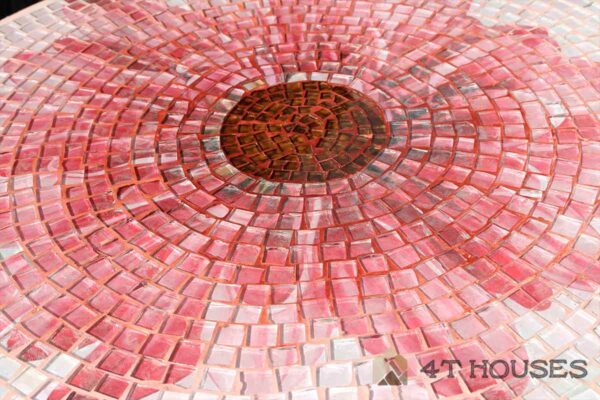 Bàn tròn kính mosaic MT0033A đỏ