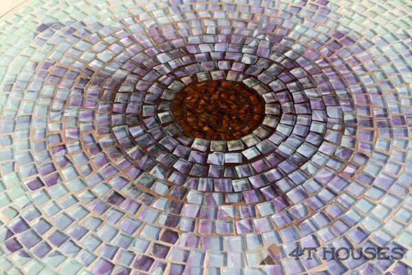 Bàn tròn kính mosaic MT0033F tím