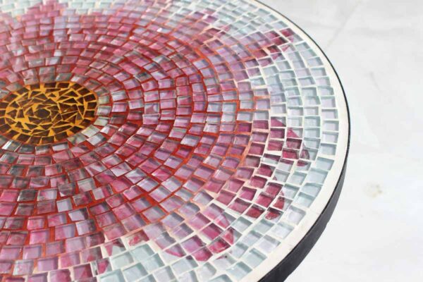 Bàn tròn kính mosaic MT0033H hồng