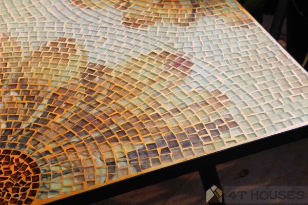 Bàn vuông kính mosaic MT0034E vàng