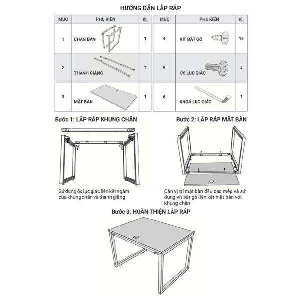 Hướng dẫn lắp đặt chân bàn lắp ráp ngàm