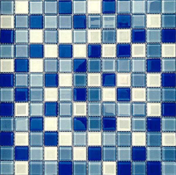 Gạch mosaic thuỷ tinh 25x25mm xanh lam GMTTV25X01