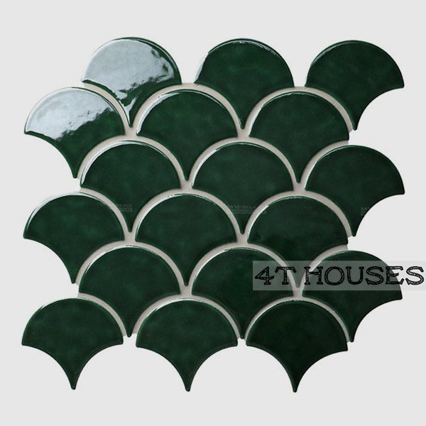 Gạch mosaic vảy cá men rạn GMGF8595L01 xanh lá