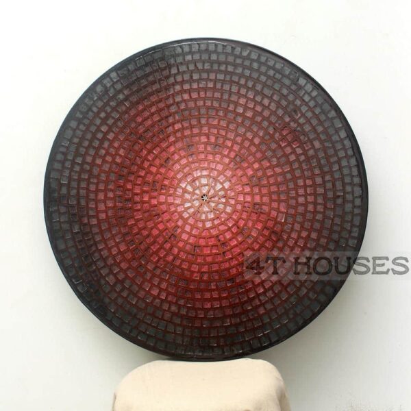 Bàn tròn mosaic kính MT0037D đỏ